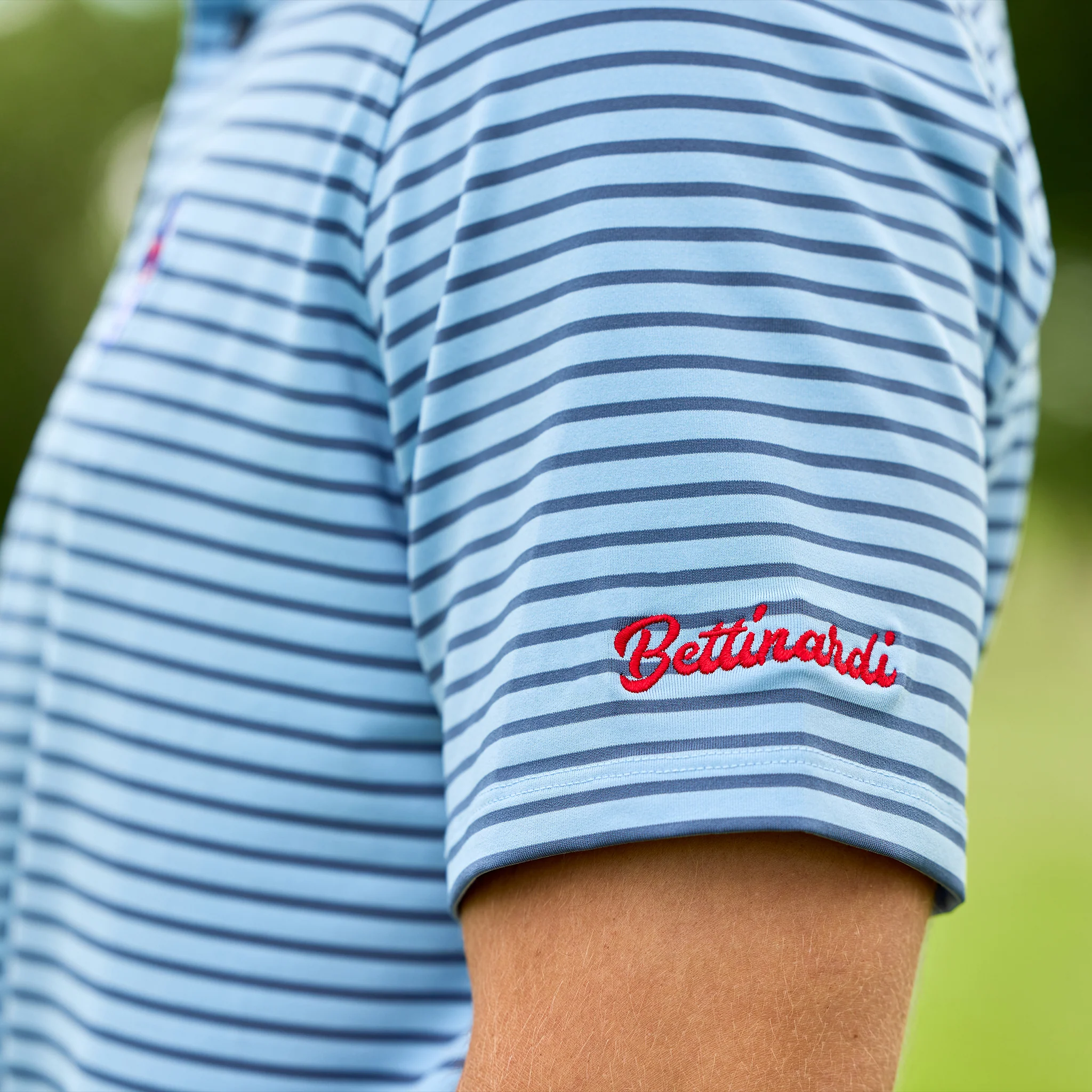 Bettinardi Greyson Gangster Wizard Macabee Striped Polo (Wolf Blue/Vintage Indigo) - Image 3