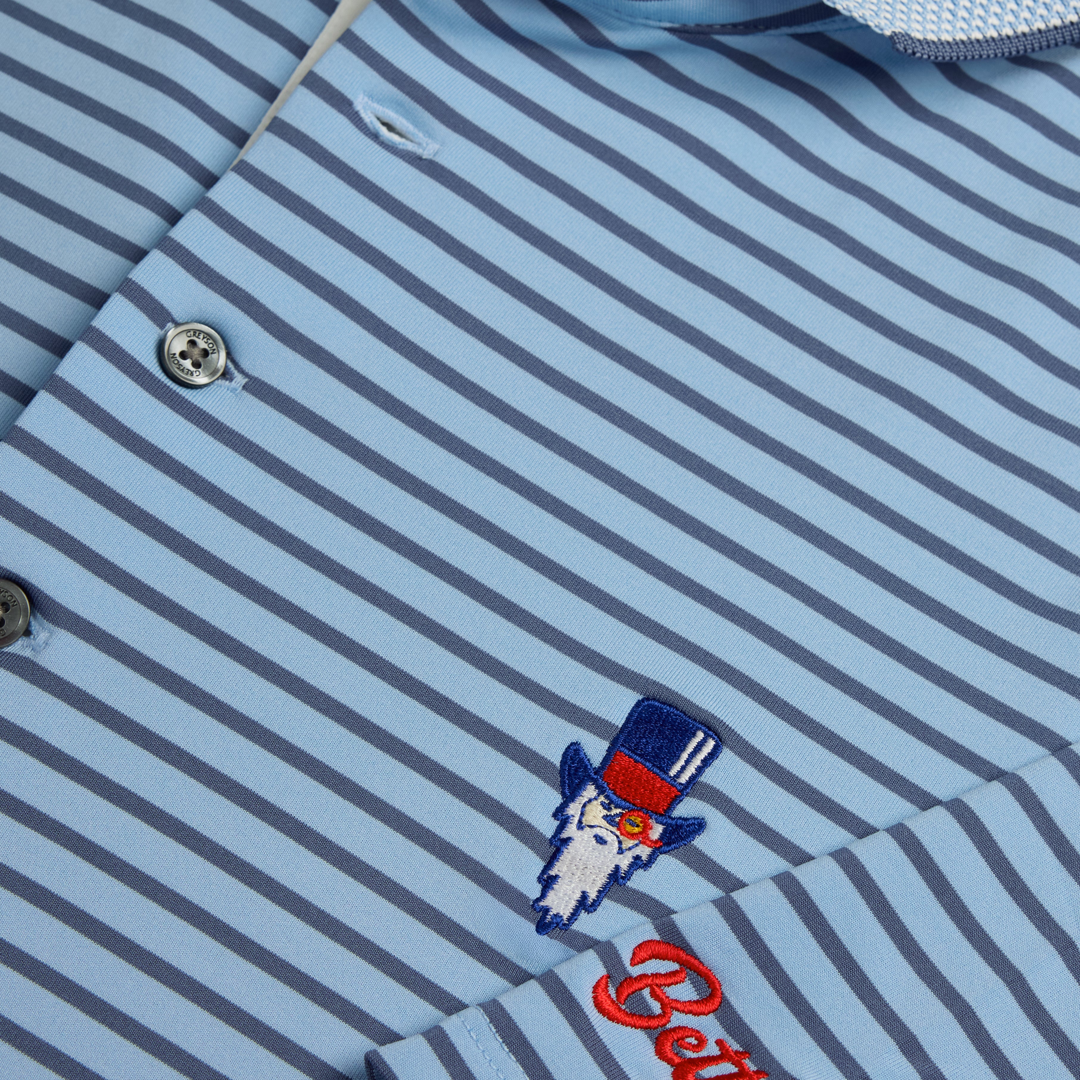 Bettinardi Greyson Gangster Wizard Macabee Striped Polo (Wolf Blue/Vintage Indigo) - Image 4