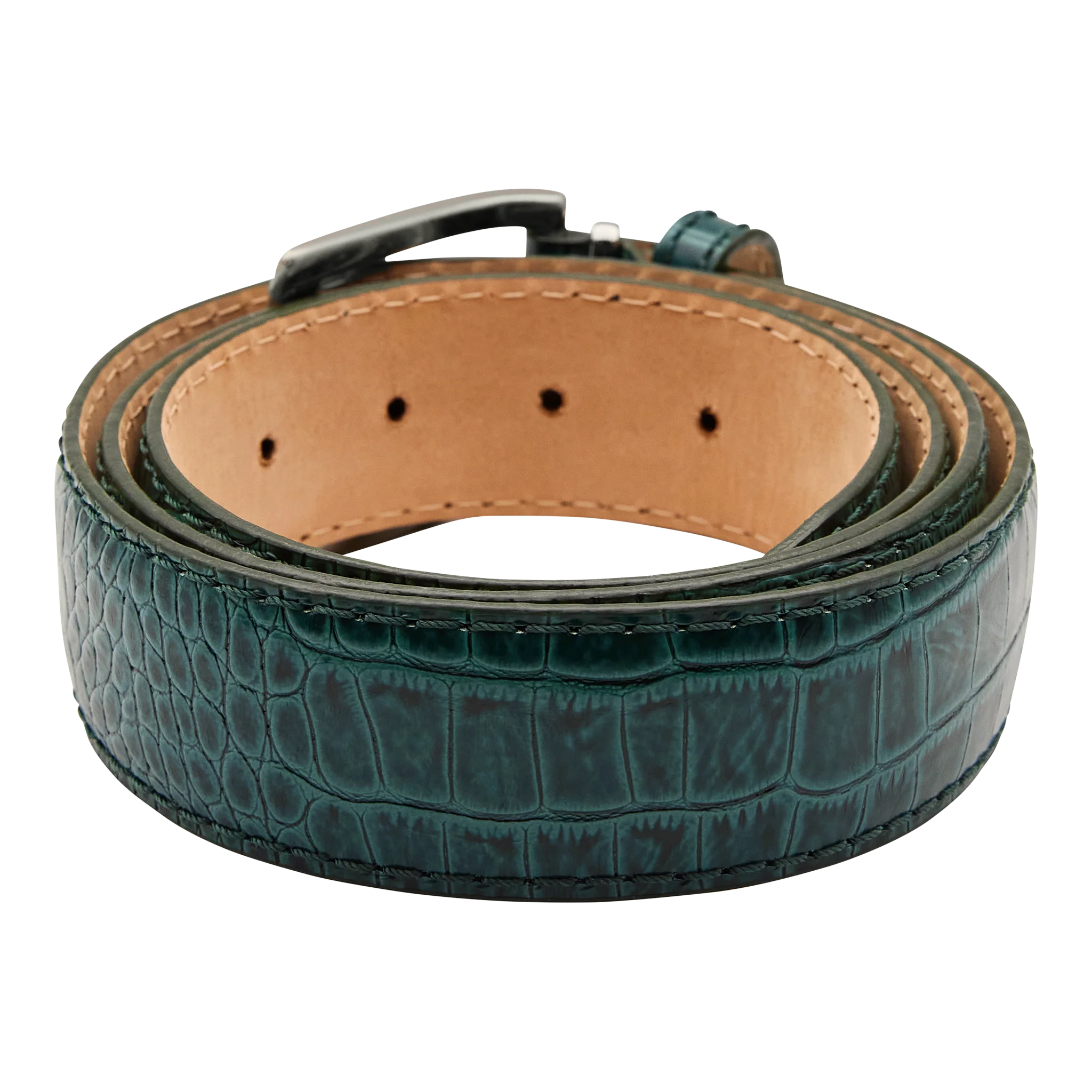 Bettinardi Handmade Faux Croc Italian Leather Belt (Green) - Image 2