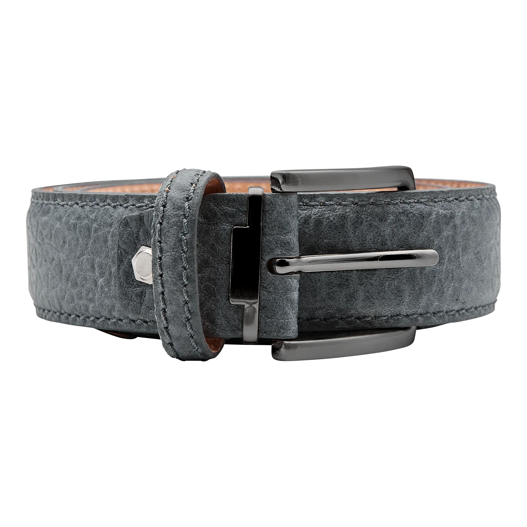Bettinardi Handmade Genuine American Bison Leather Belt (Gray)
