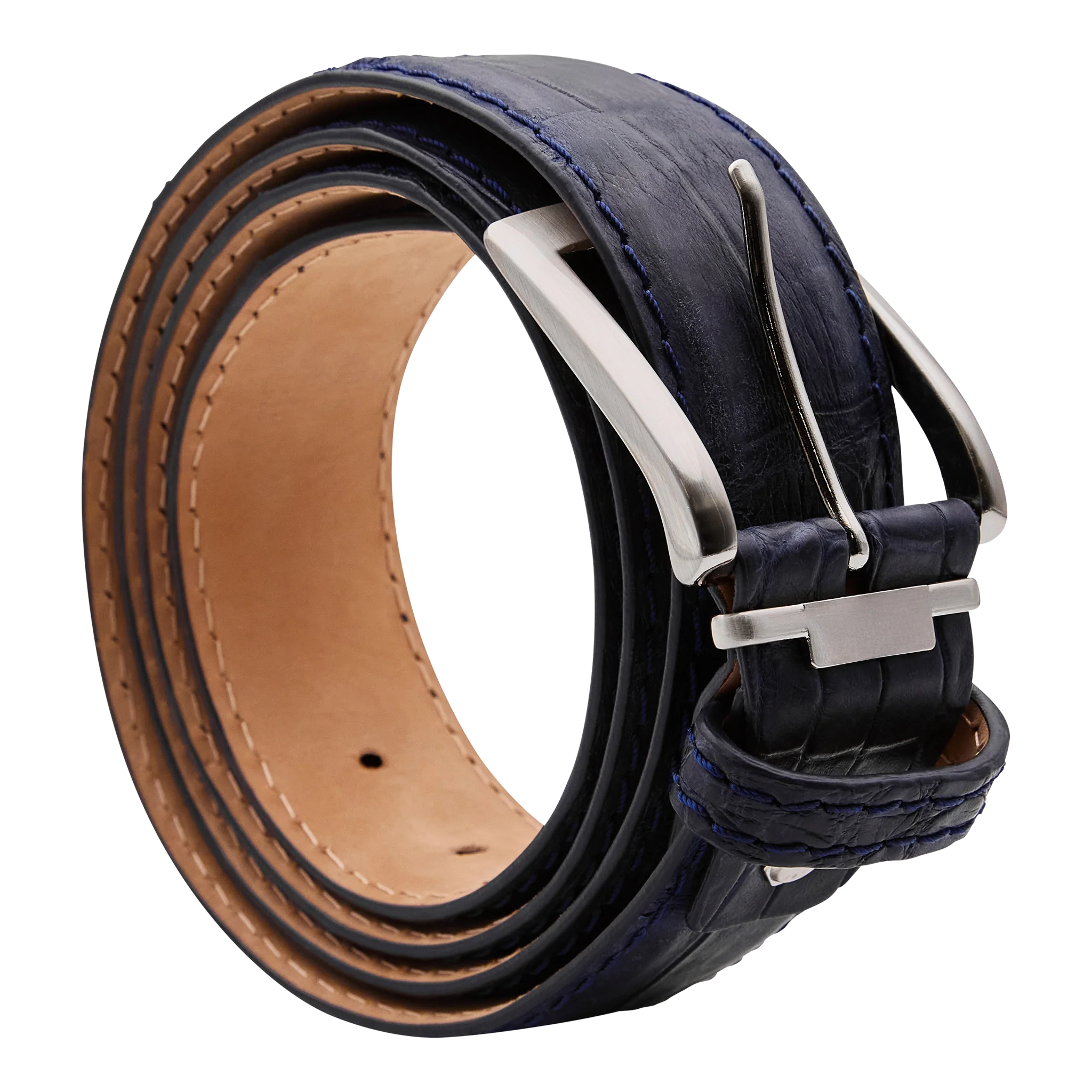 Bettinardi Handmade Matte Genuine American Alligator Belt (Matte Navy) - Image 3
