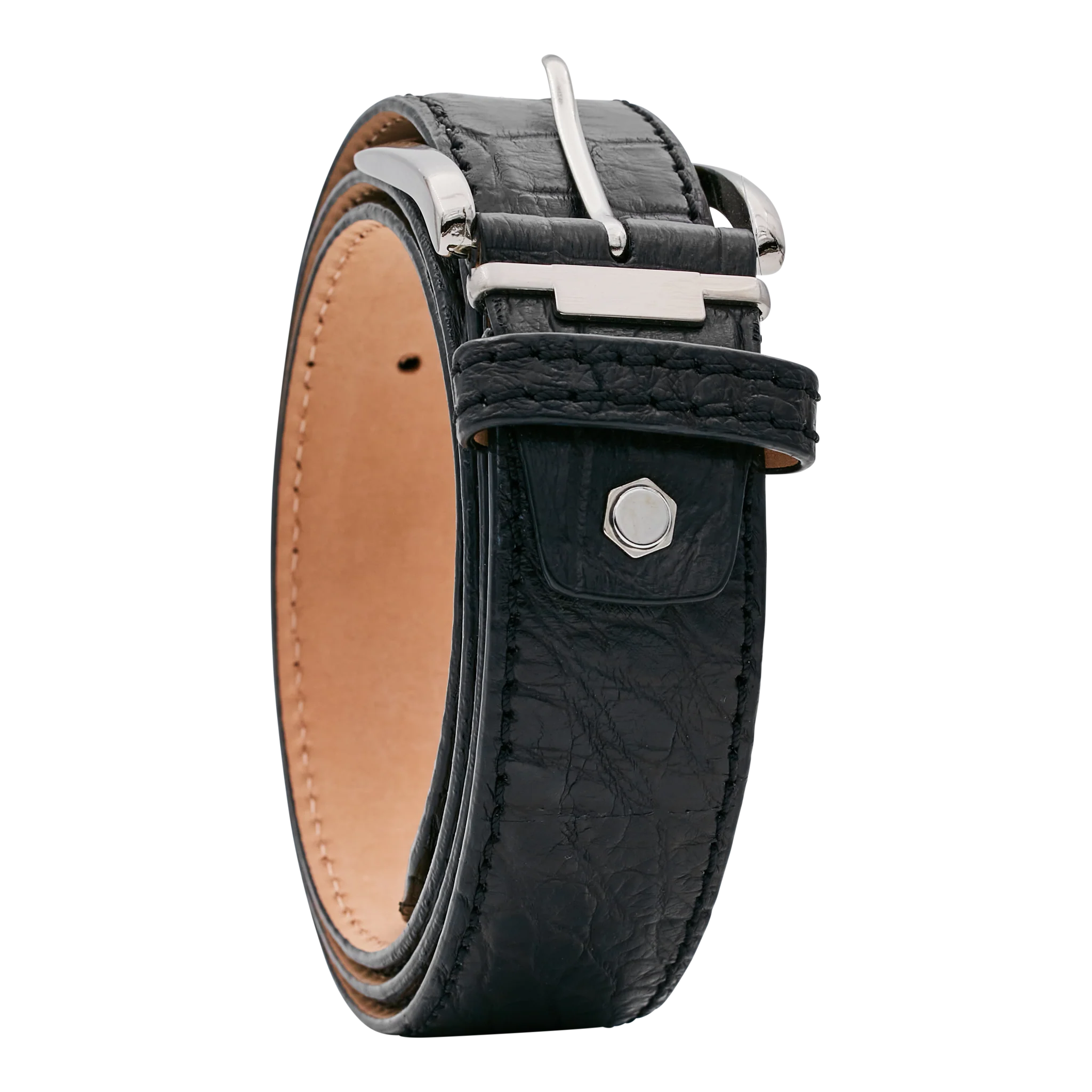 Bettinardi Handmade Matte Genuine American Crocodile Skin Belt (Black) - Image 3