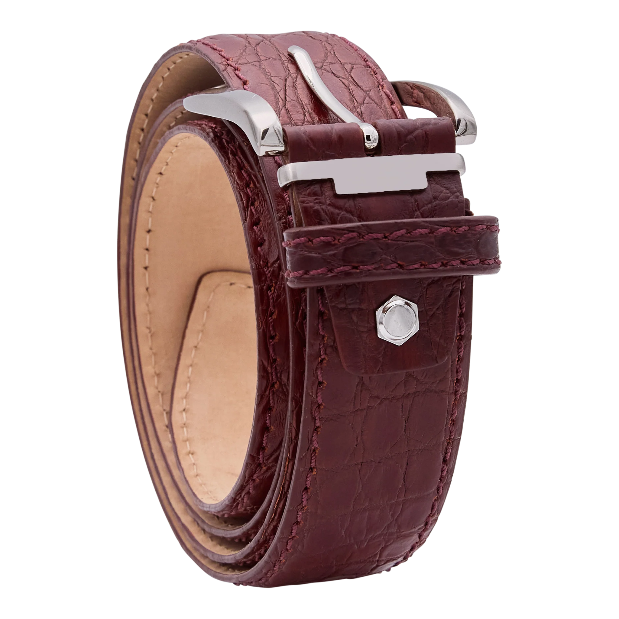 Bettinardi Handmade Matte Genuine Crocodile Skin Belt (Matte Rust) - Image 3
