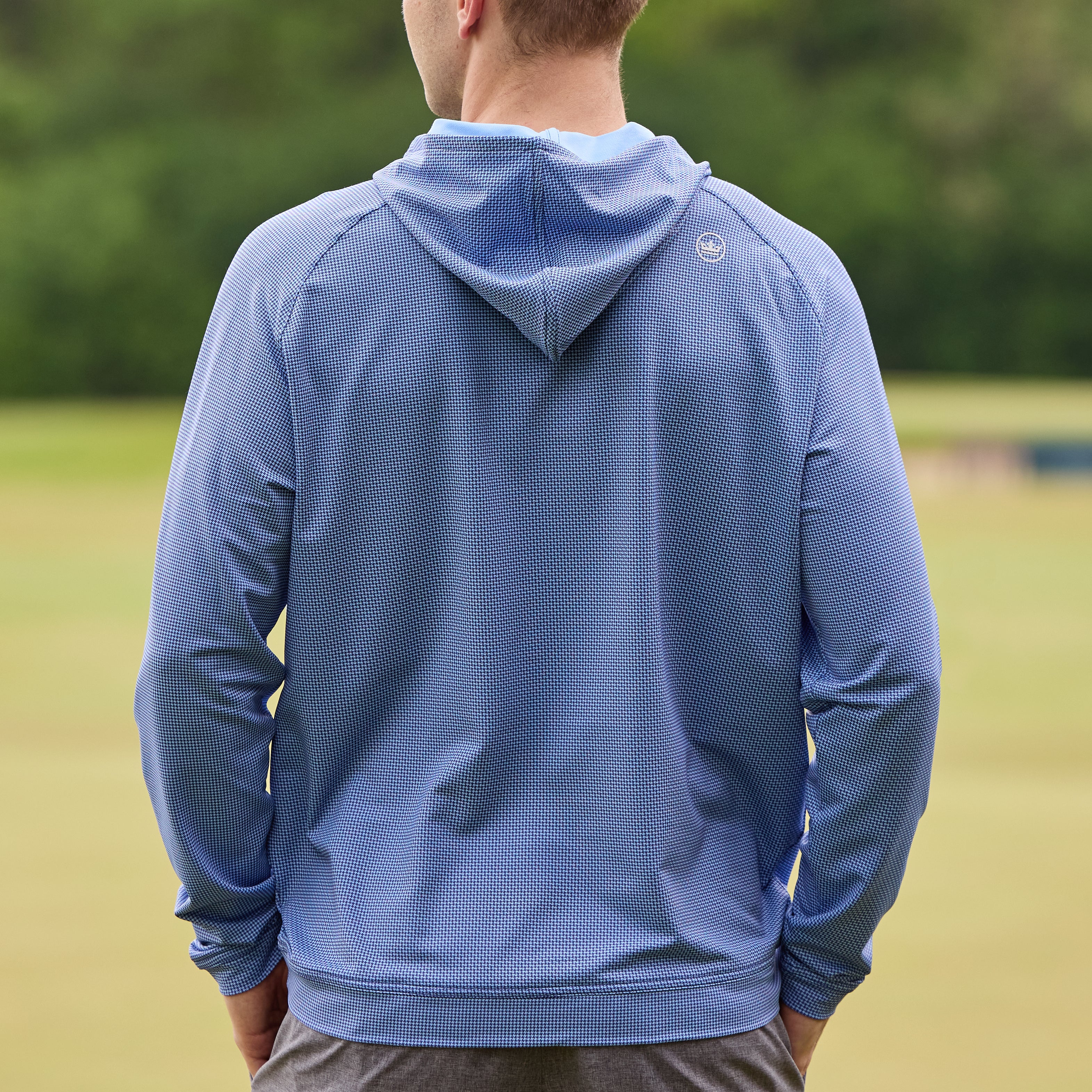 Bettinardi Peter Millar Gangster Cat Pine Houndstooth Performance Hoodie (Sport Navy) - Image 2