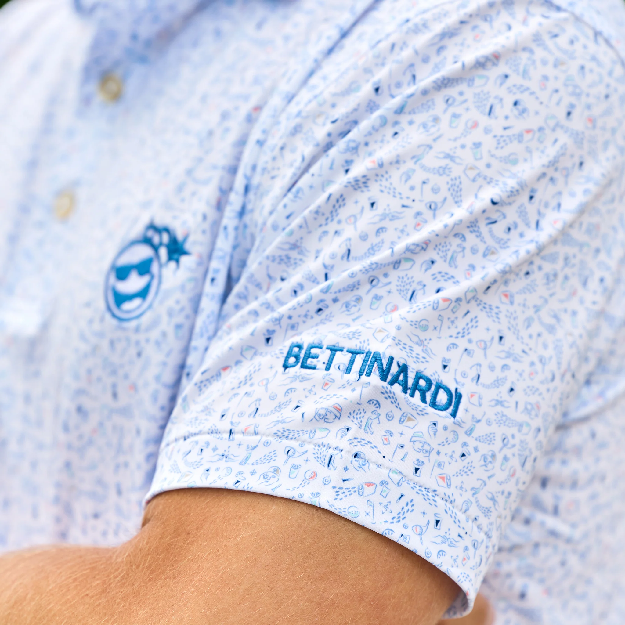 Bettinardi Peter Millar Sunglasses Bomb Nice Shot Performance Jersey Polo (White) - Image 3