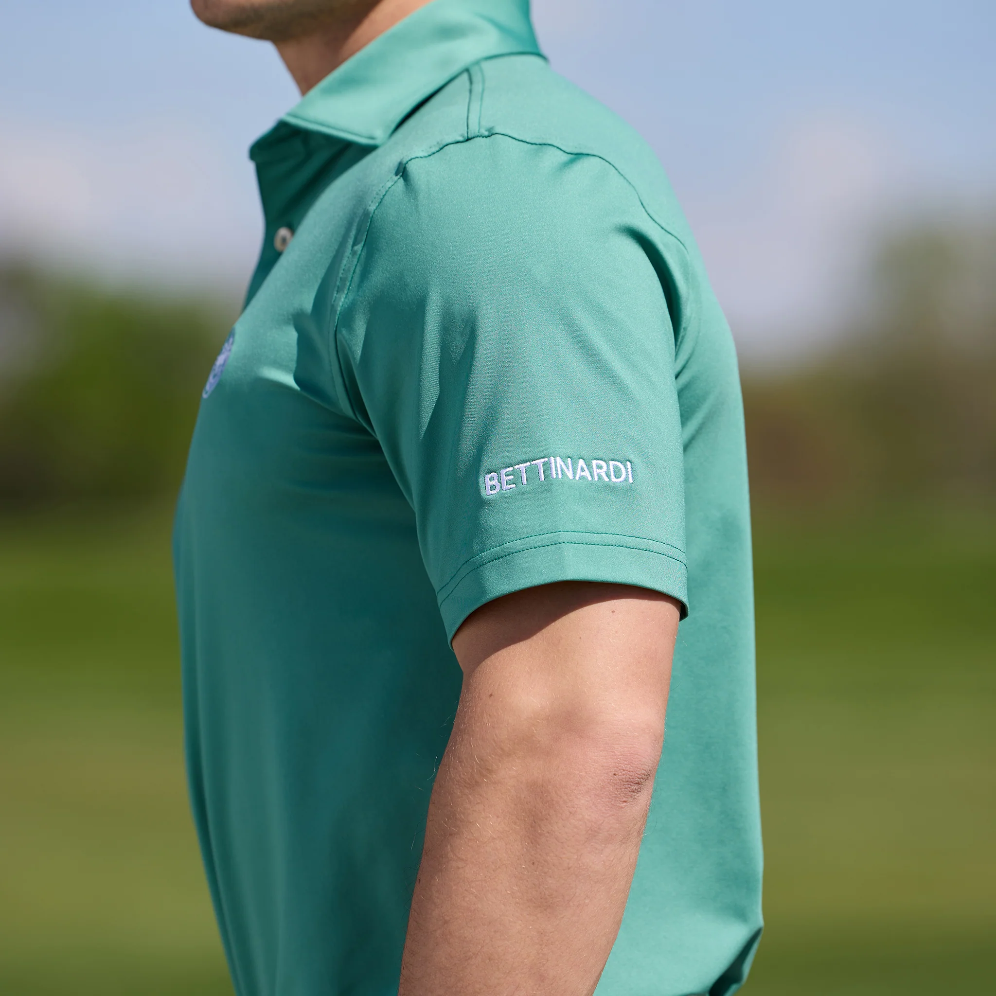 Bettinardi Peter Millar Sunglasses Cat Performance Jersey Polo (Snow Pea) - Image 3