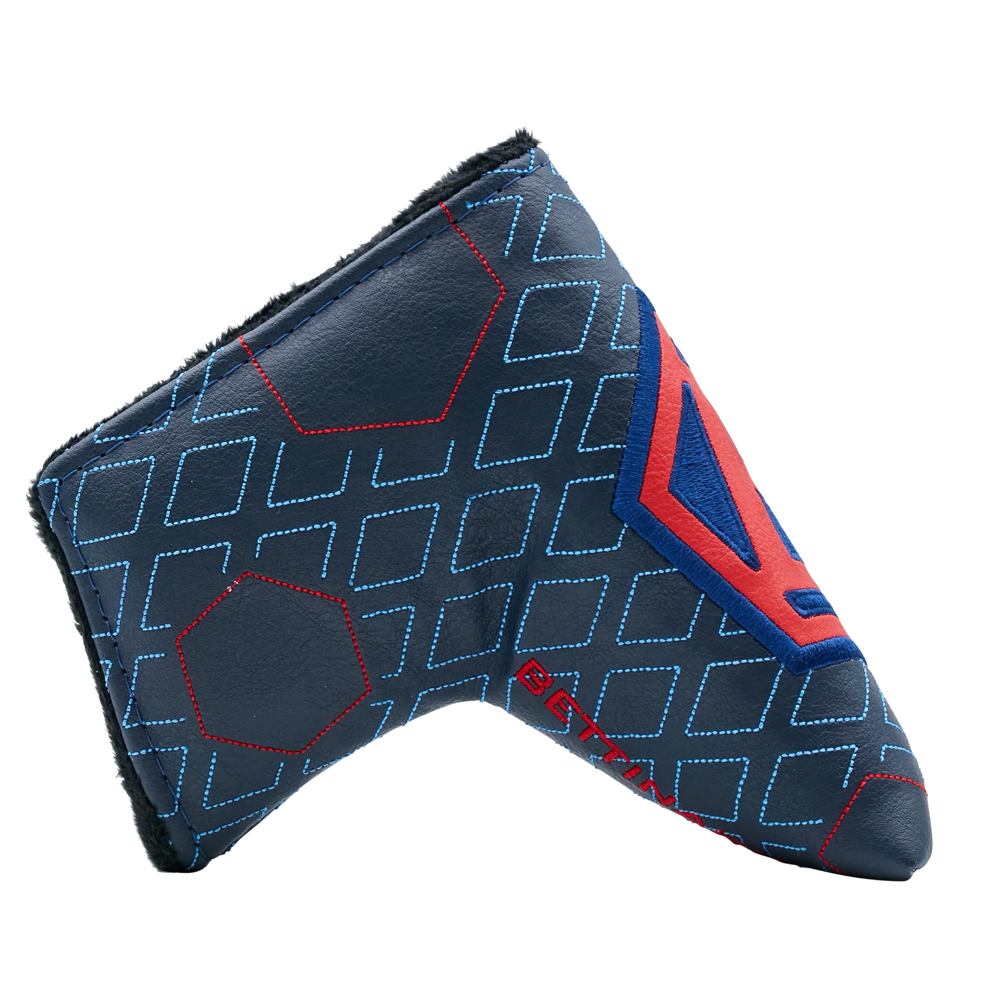 Crimson & Navy Blue Diamond Face Hex B Blade Putter Headcover - Image 4