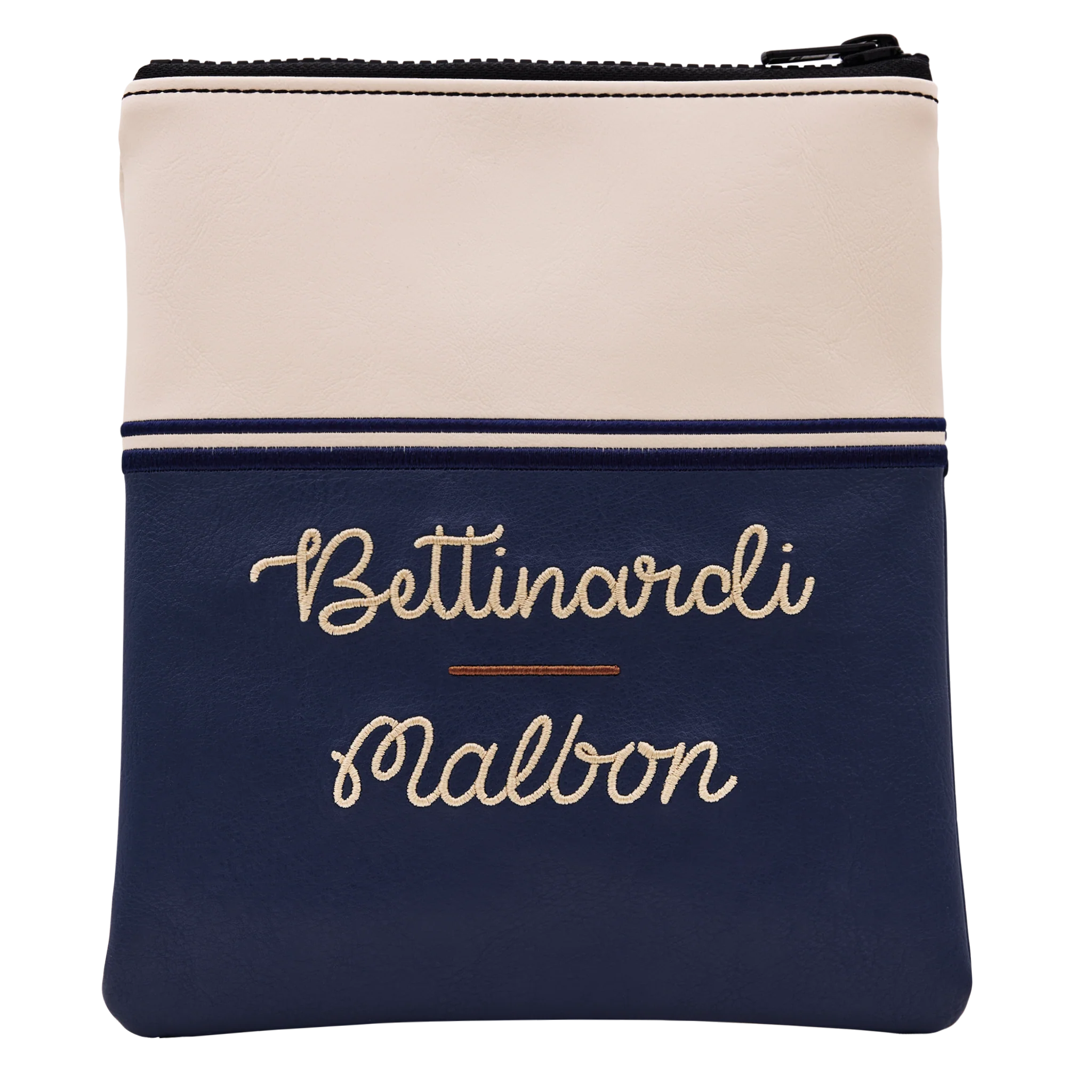 Malbon x Bettinardi Créme & Navy Valuable Pouch
