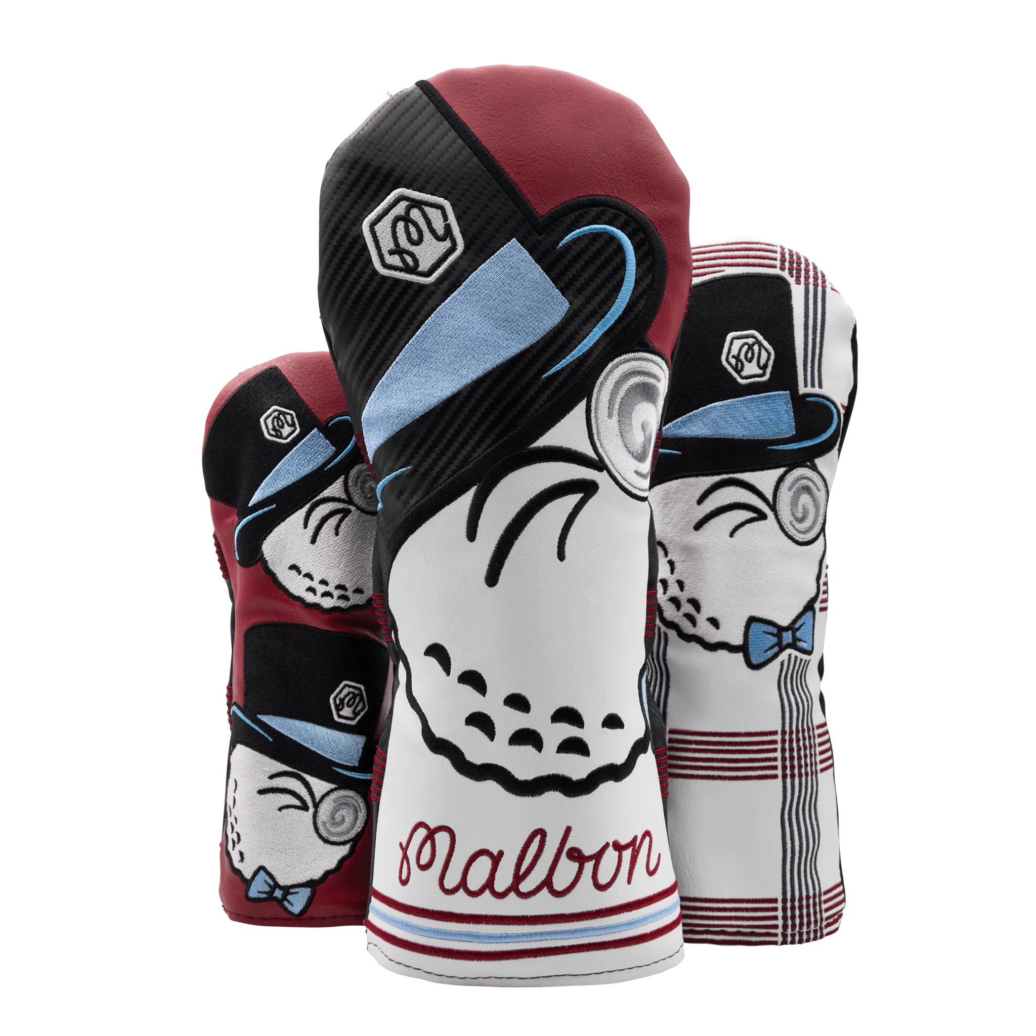 Malbon x Bettinardi Gangster Buckets Maroon & White Plaid Wood Set