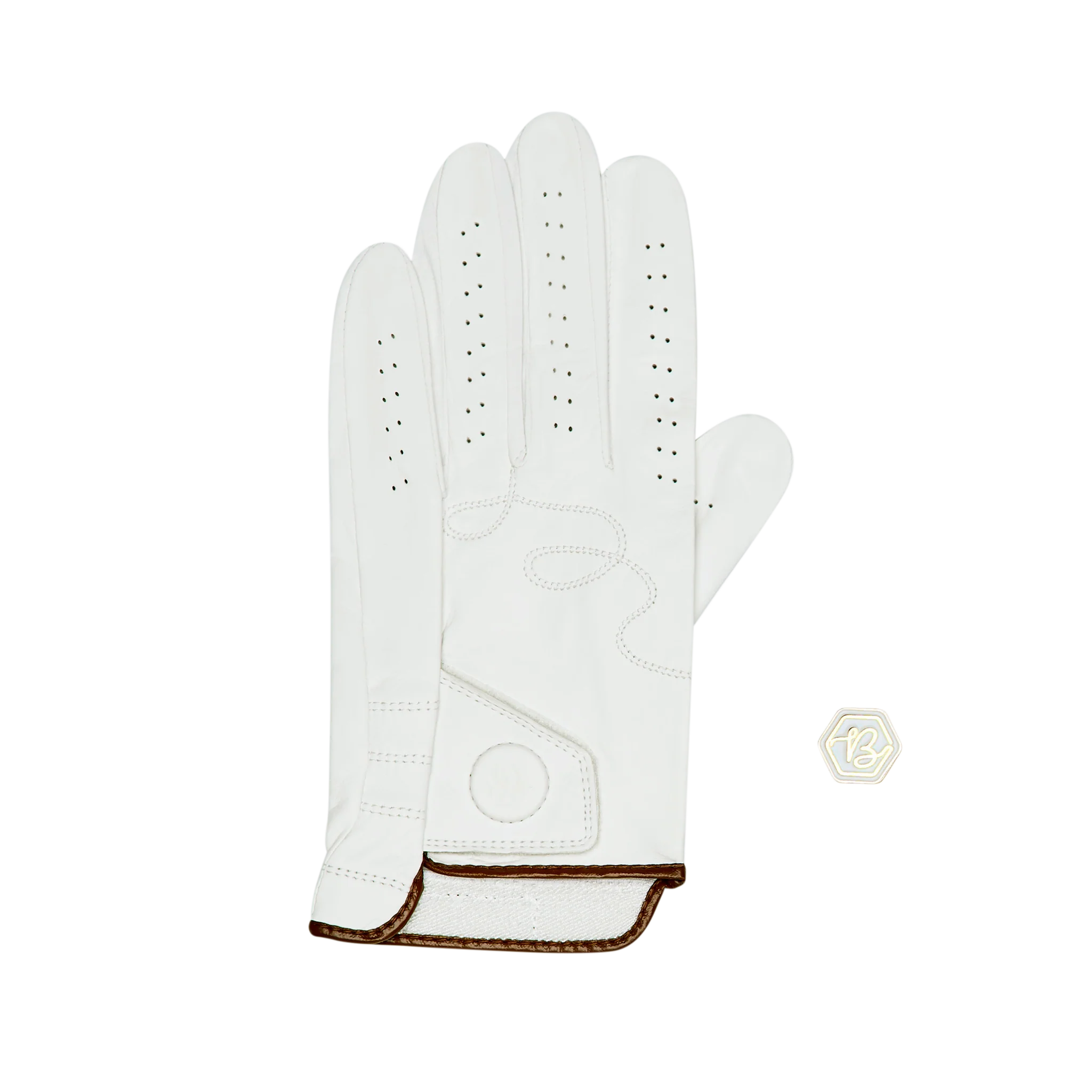 Malbon x Bettinardi Premium Leather Golf Glove (Egret) - Image 2