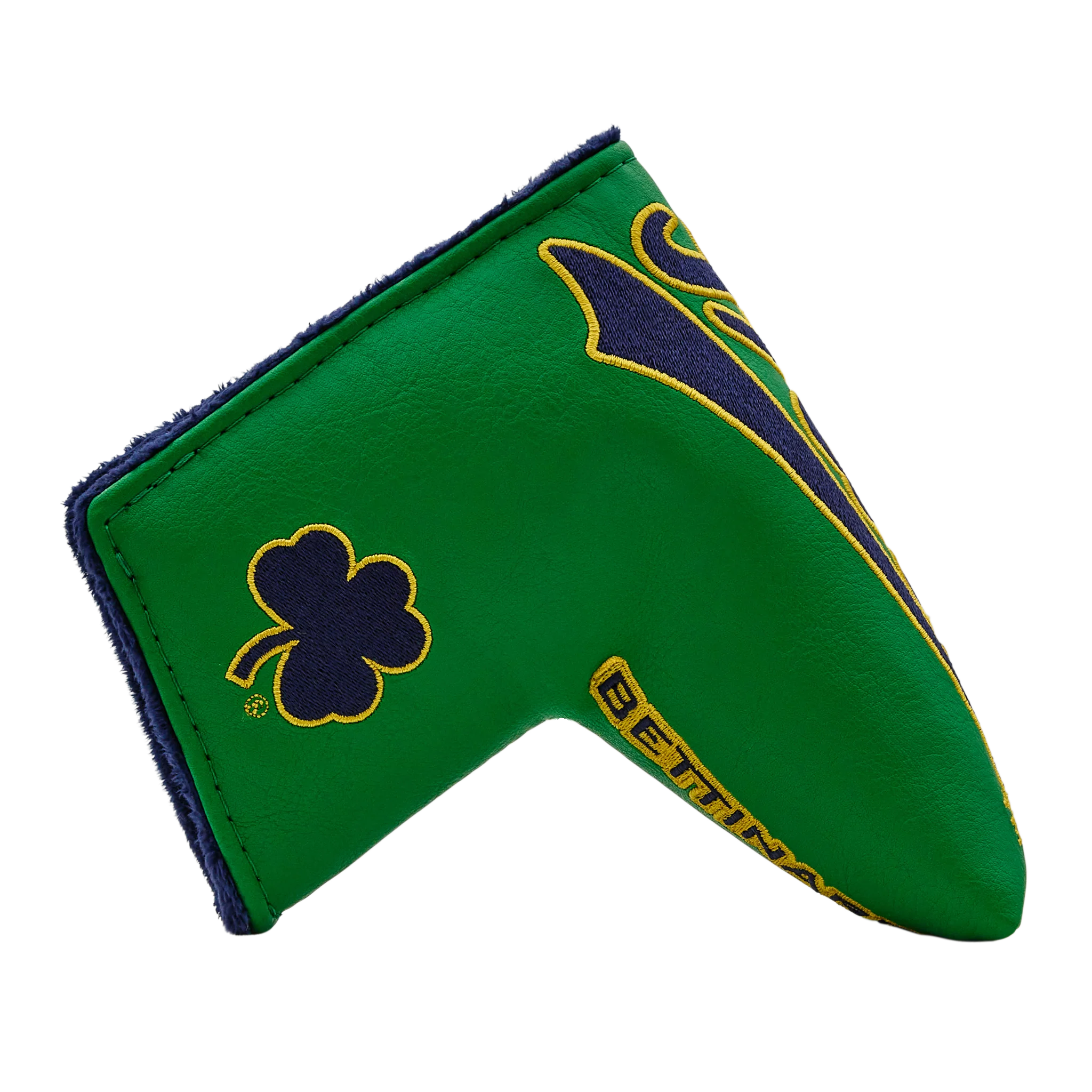 Notre Dame x Bettinardi Kelly Green Irish Script Blade Putter Headcover - Image 4