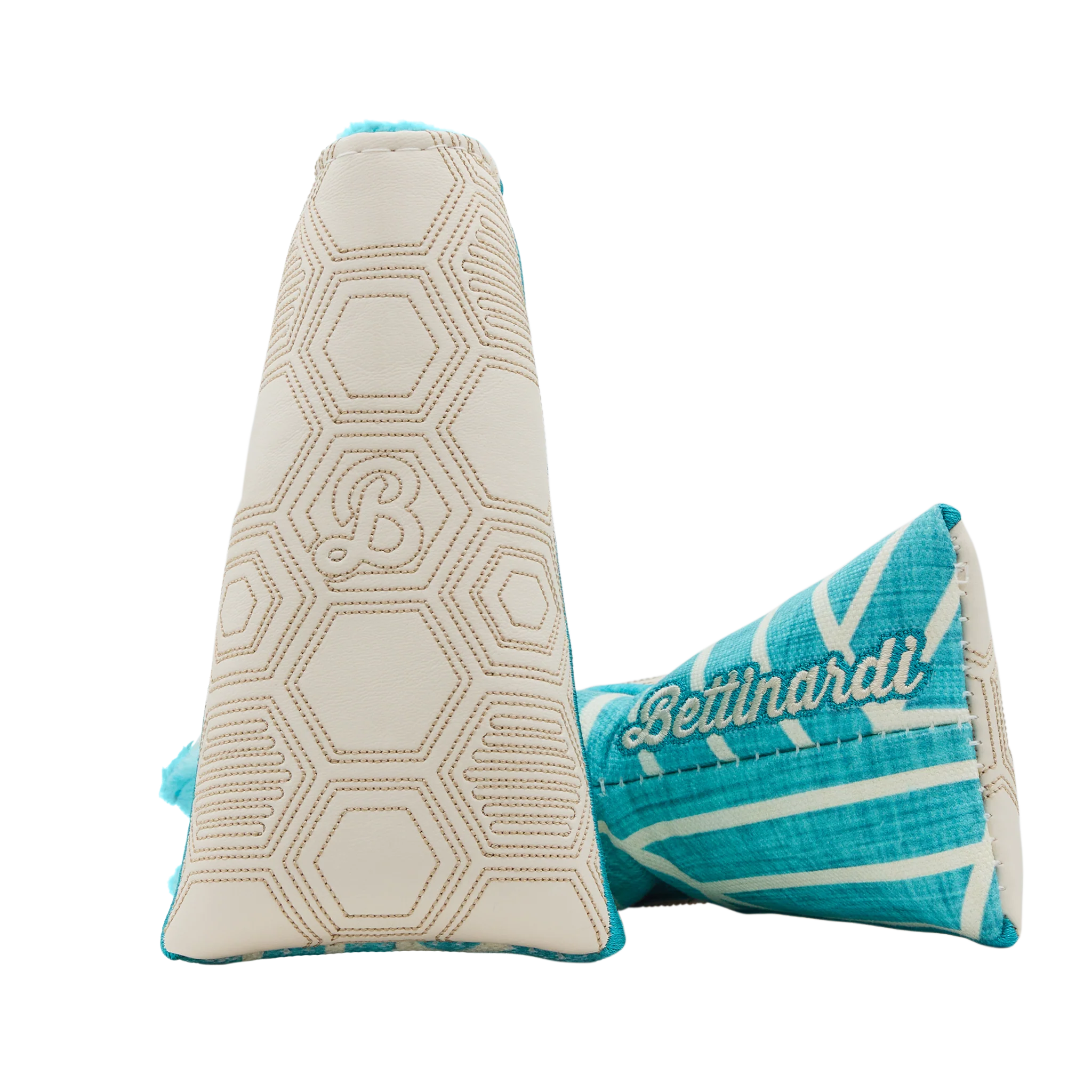 Script Hex B Geometric Honeycomb Blade Putter Headcover (Teal/Cream)