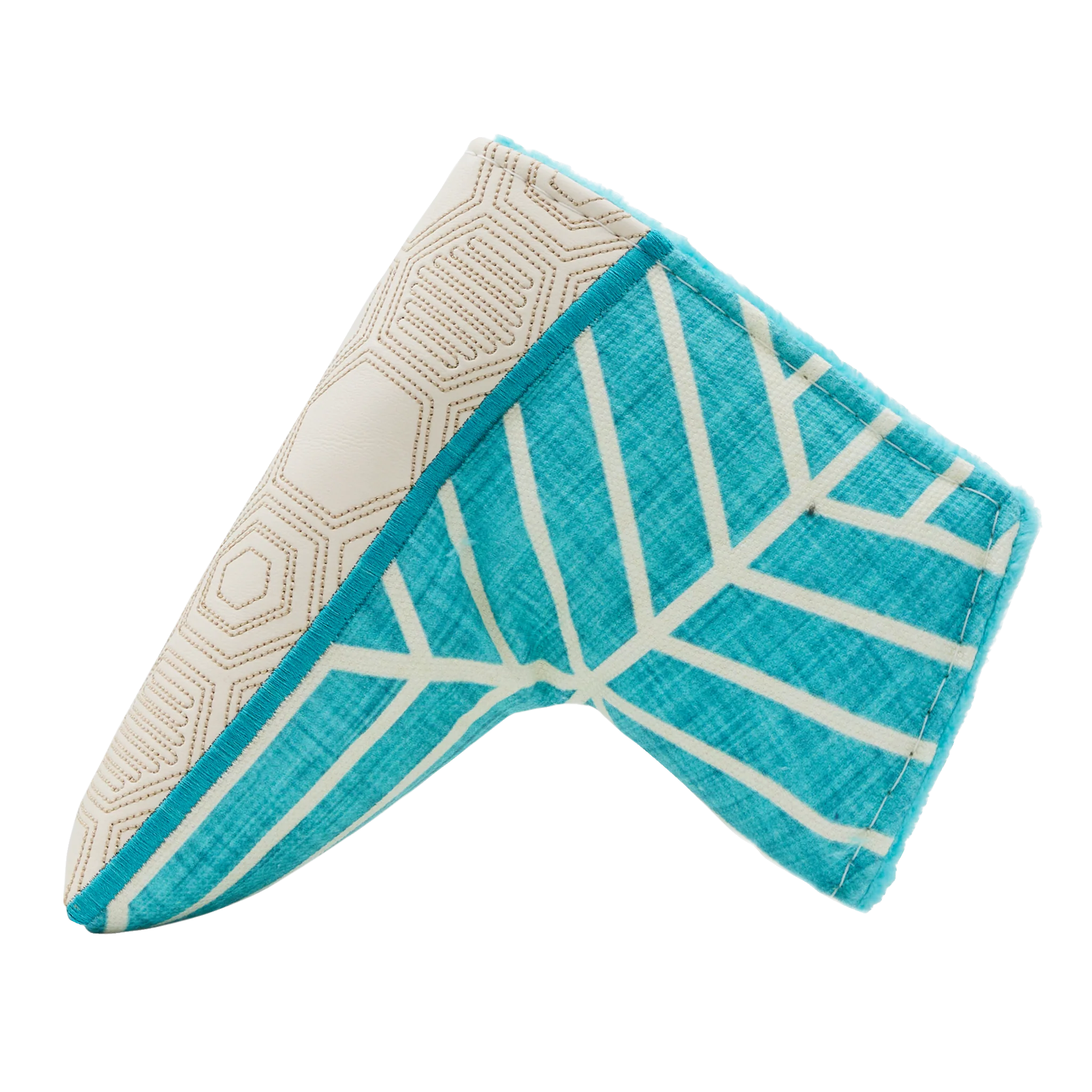 Script Hex B Geometric Honeycomb Blade Putter Headcover (Teal/Cream) - Image 2
