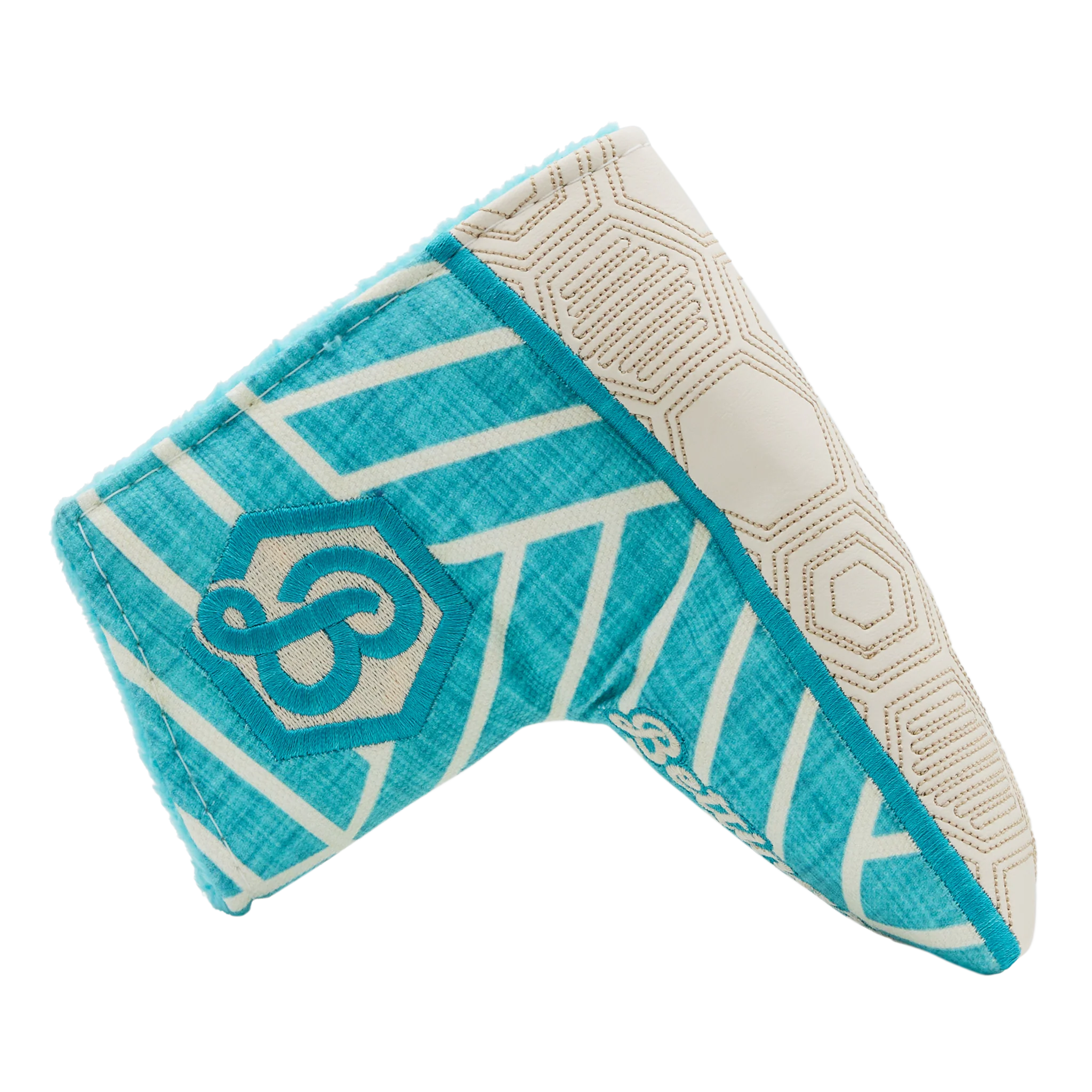 Script Hex B Geometric Honeycomb Blade Putter Headcover (Teal/Cream) - Image 4
