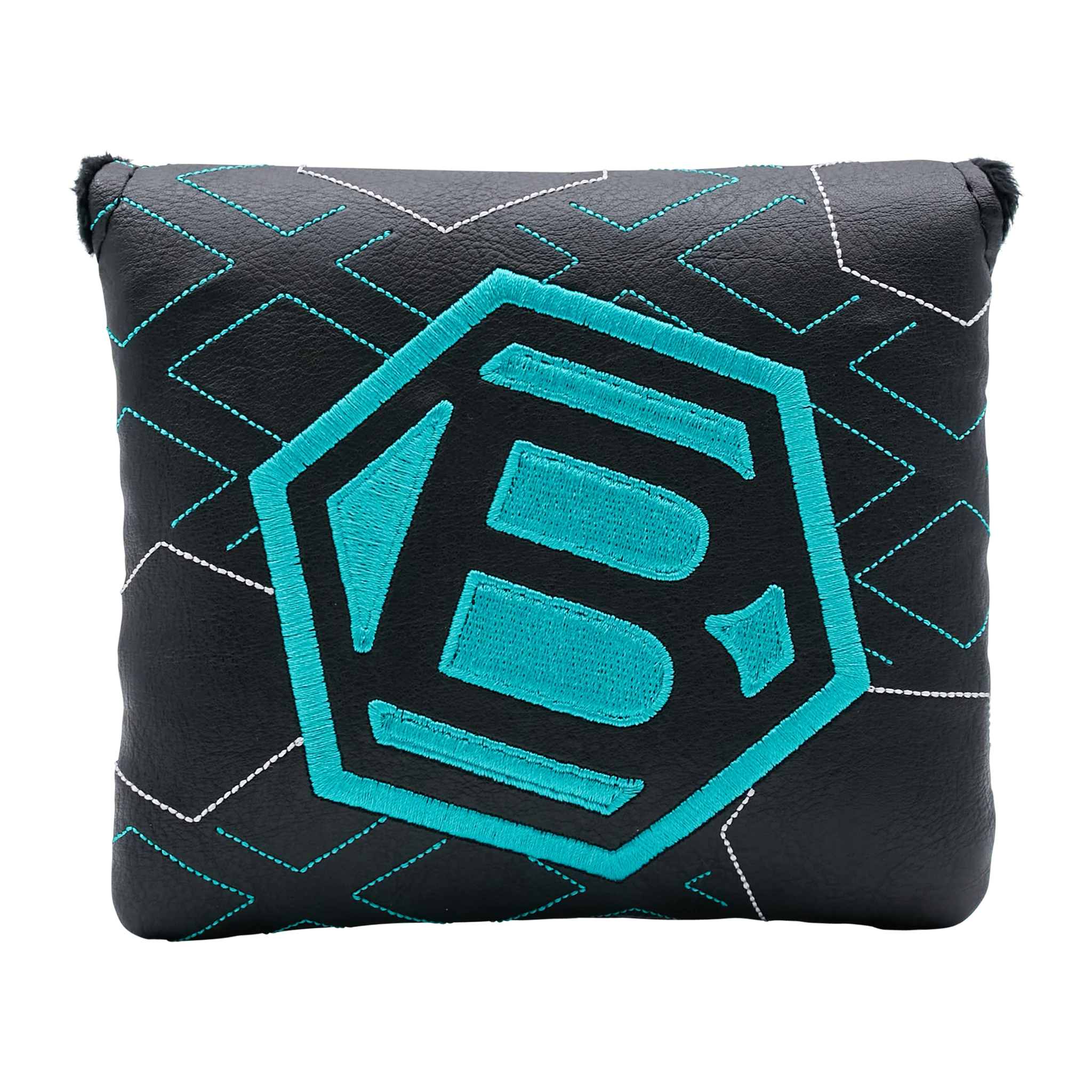 Teal & Black Diamond Face Hex B Mallet Putter Headcover